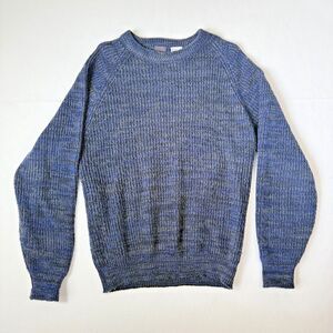 VTG Saugatuck Blue Marled Knit Sweater M Crewneck Chunky Ribbed Vintage 90s